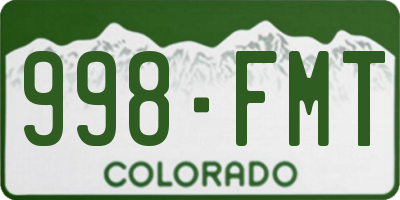 CO license plate 998FMT