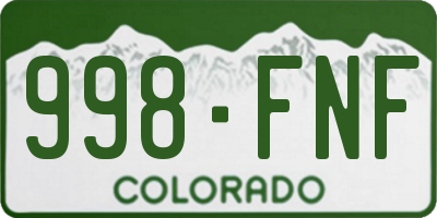 CO license plate 998FNF