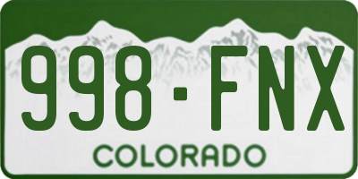 CO license plate 998FNX