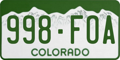 CO license plate 998FOA