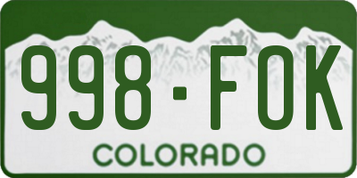CO license plate 998FOK