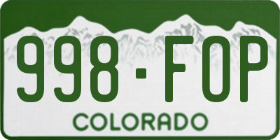 CO license plate 998FOP