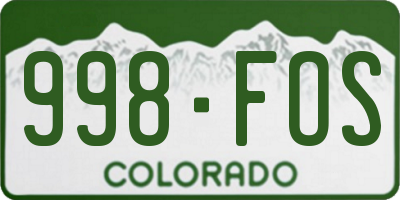 CO license plate 998FOS