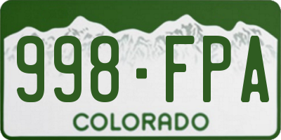 CO license plate 998FPA