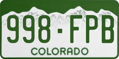 CO license plate 998FPB