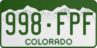 CO license plate 998FPF