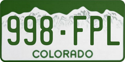 CO license plate 998FPL