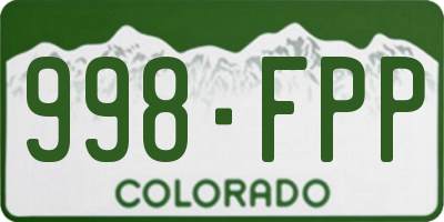 CO license plate 998FPP