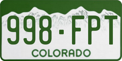CO license plate 998FPT