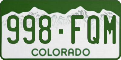 CO license plate 998FQM