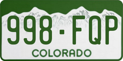 CO license plate 998FQP