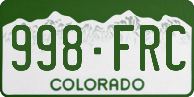 CO license plate 998FRC