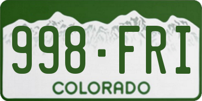 CO license plate 998FRI