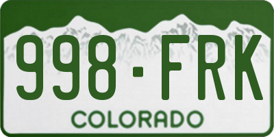 CO license plate 998FRK