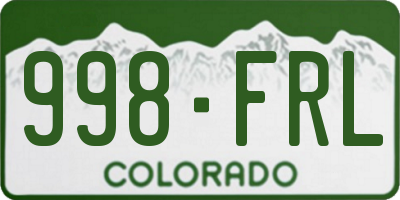 CO license plate 998FRL