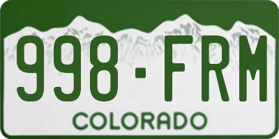 CO license plate 998FRM