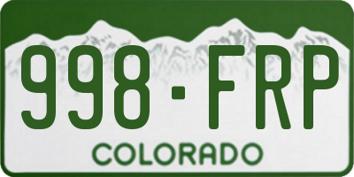 CO license plate 998FRP