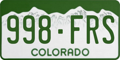 CO license plate 998FRS