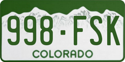 CO license plate 998FSK