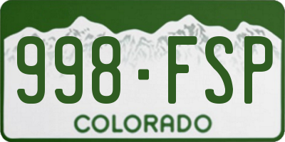 CO license plate 998FSP
