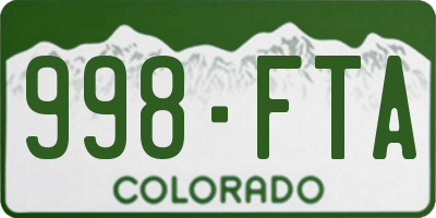 CO license plate 998FTA