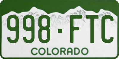 CO license plate 998FTC