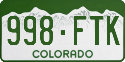 CO license plate 998FTK