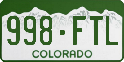 CO license plate 998FTL