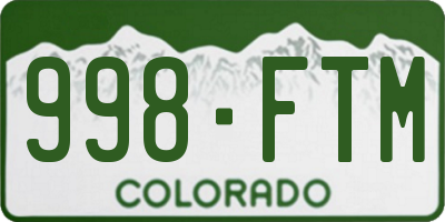 CO license plate 998FTM