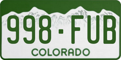 CO license plate 998FUB