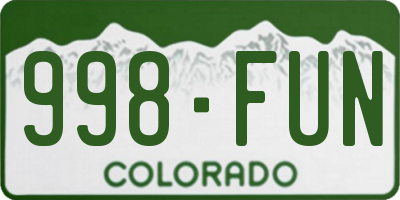 CO license plate 998FUN
