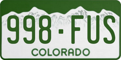 CO license plate 998FUS