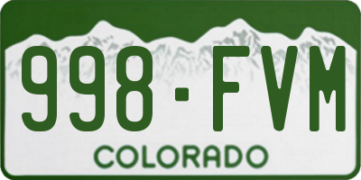 CO license plate 998FVM