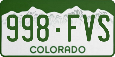 CO license plate 998FVS