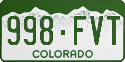 CO license plate 998FVT