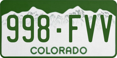 CO license plate 998FVV