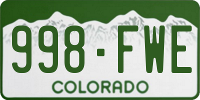 CO license plate 998FWE