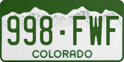 CO license plate 998FWF