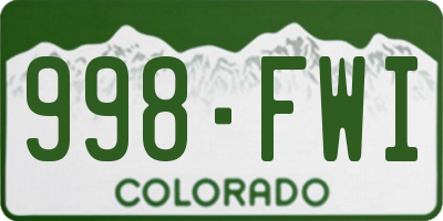 CO license plate 998FWI