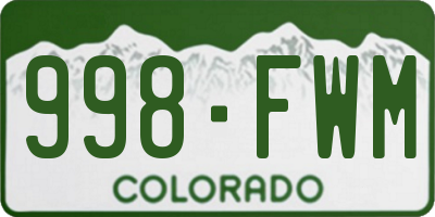 CO license plate 998FWM
