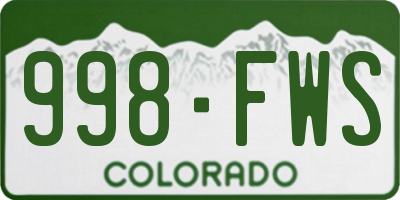 CO license plate 998FWS