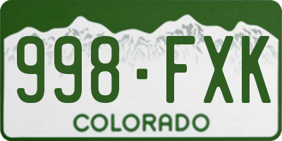 CO license plate 998FXK