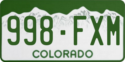 CO license plate 998FXM