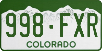 CO license plate 998FXR