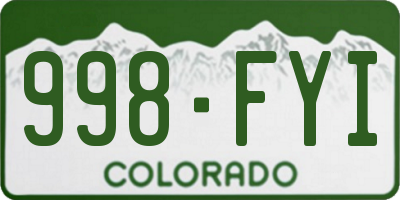 CO license plate 998FYI