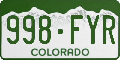CO license plate 998FYR