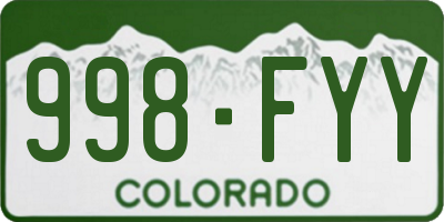 CO license plate 998FYY