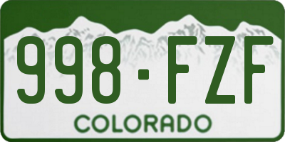 CO license plate 998FZF