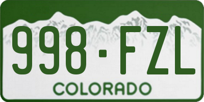 CO license plate 998FZL