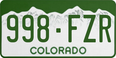 CO license plate 998FZR